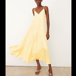 YELLOW AND WHITE TIE BACK ADJUSTABLE SPAGHETTI STRAP FLOWY MAXI DRESS BY ZARA S